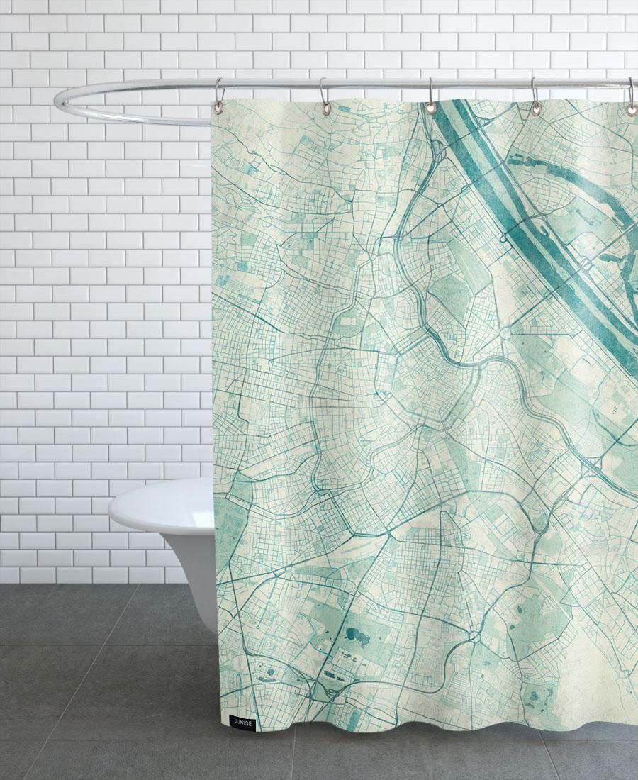 Rideau de douche en polyester en Blanc & Bleu/150x200 Rideau de douche en polyester en Blanc & Bleu/150x200