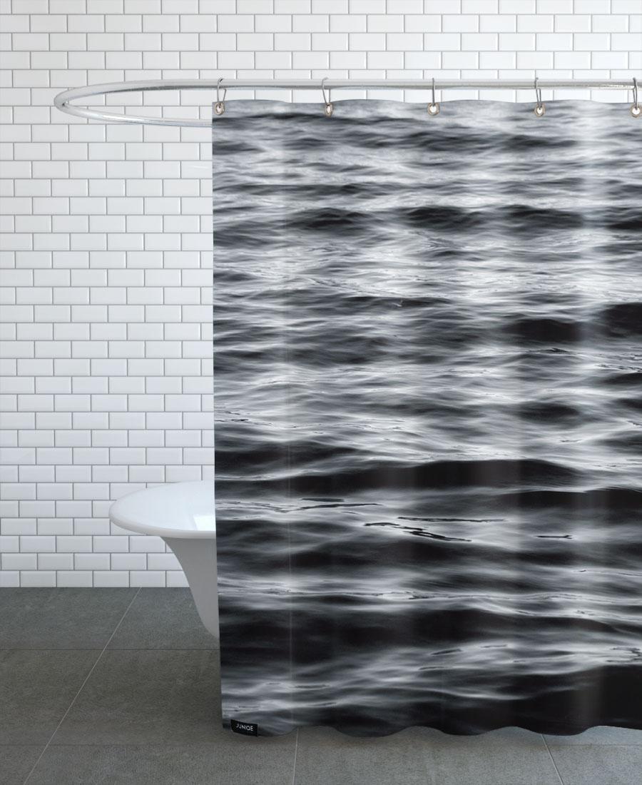 Rideau de douche en polyester en Blanc & Gris/150x200 Rideau de douche en polyester en Blanc & Gris/150x200