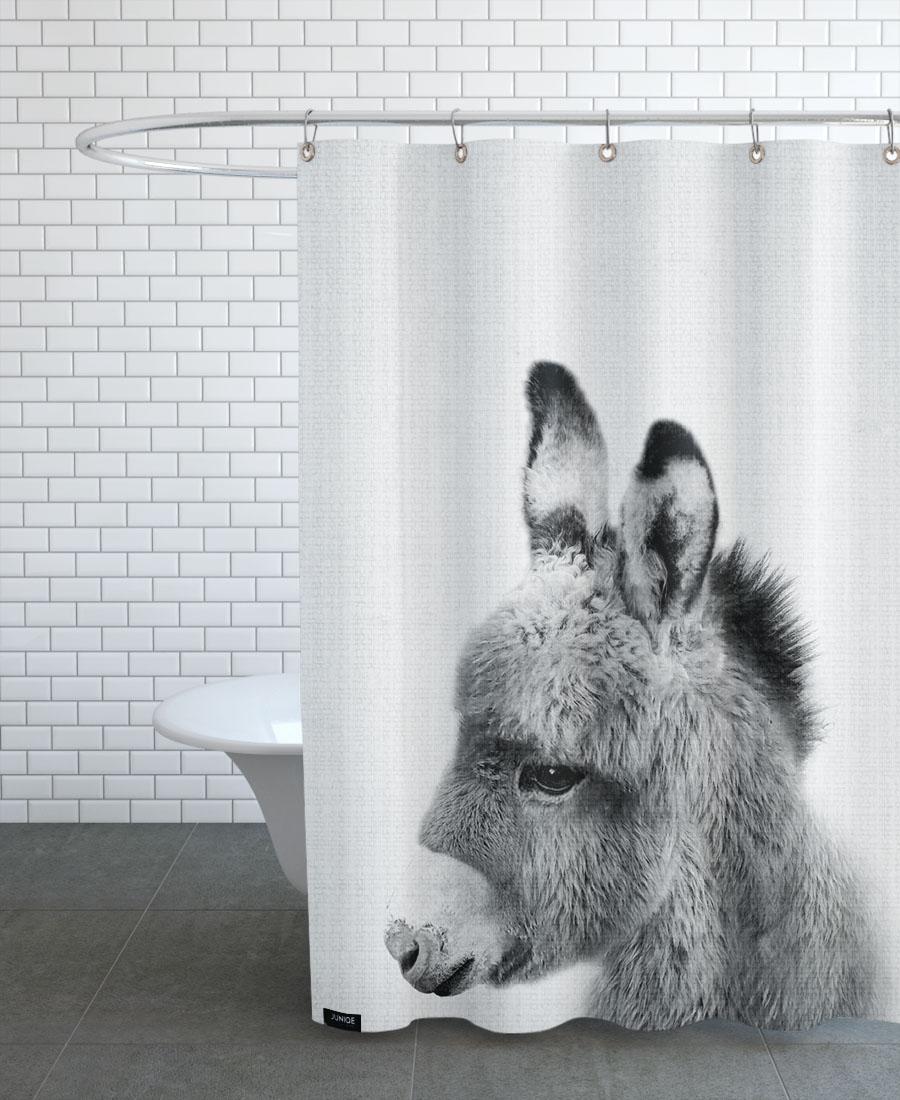 Rideau de douche en polyester en Blanc & Gris/150x200 Rideau de douche en polyester en Blanc & Gris/150x200