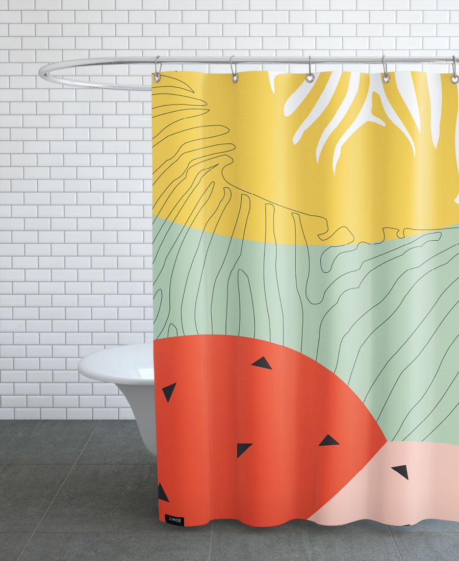 Rideau de douche en polyester en Jaune & Rouge/150x200 Rideau de douche en polyester en Jaune & Rouge/150x200