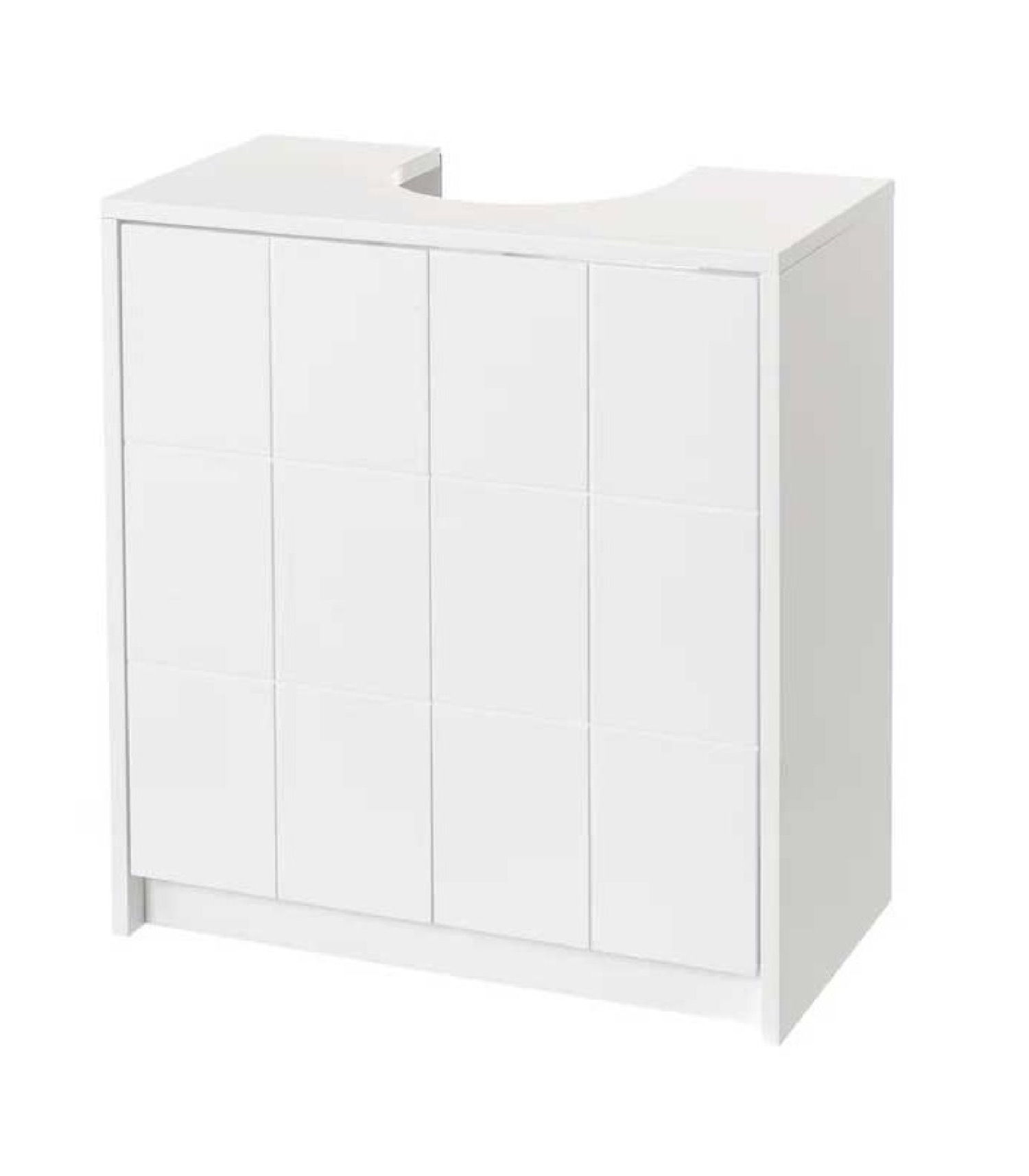 Meuble salle de bain sous lavabo/vasque en bois blanc 2 portes
