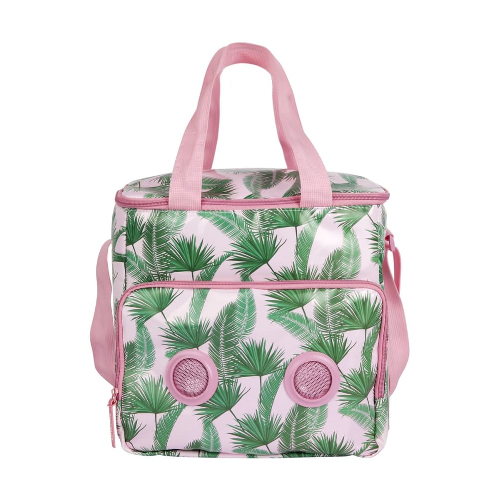 Glacière de plage rose feuilles de palmier avec enceinte (photo) Glacière de plage rose feuilles de palmier avec enceinte