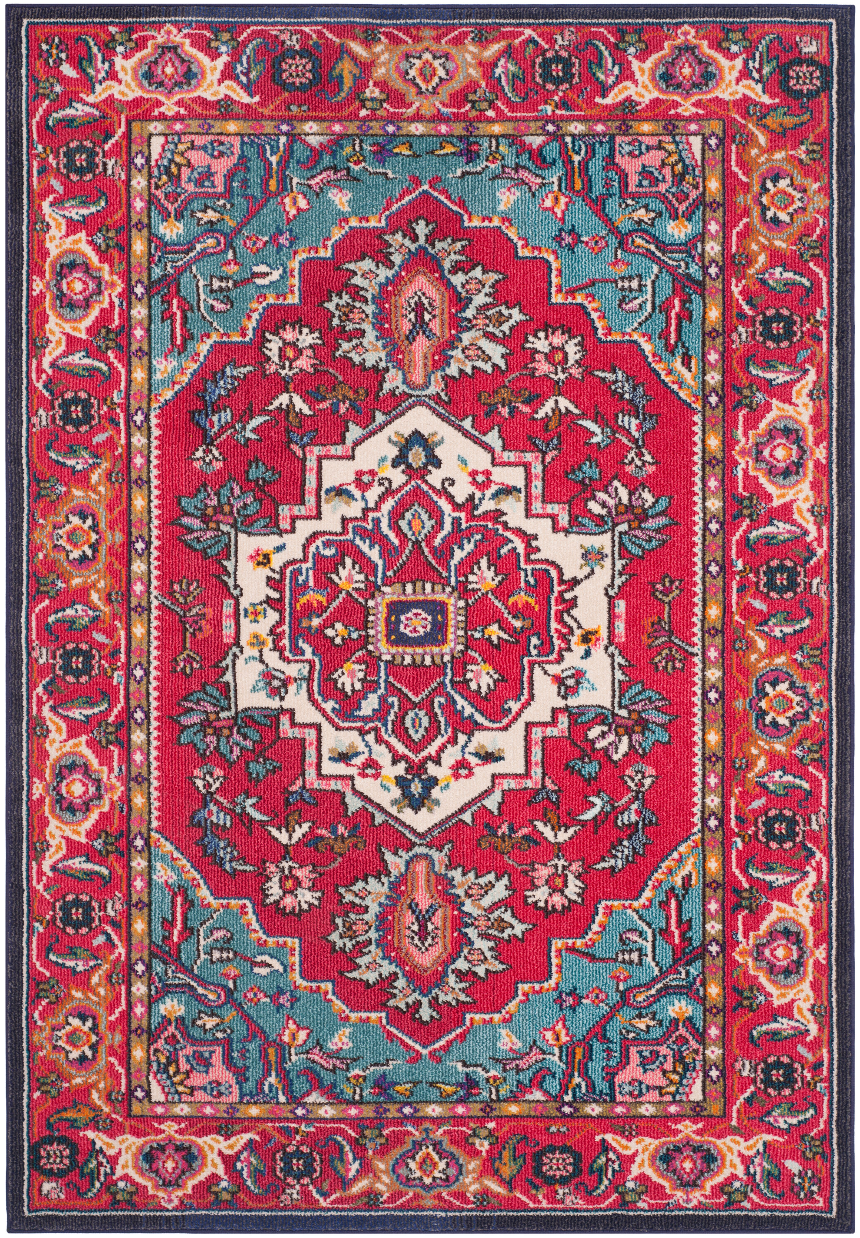 Tapis de salon boho rouge et turquoise 160x230 Tapis de salon boho rouge et turquoise 160x230