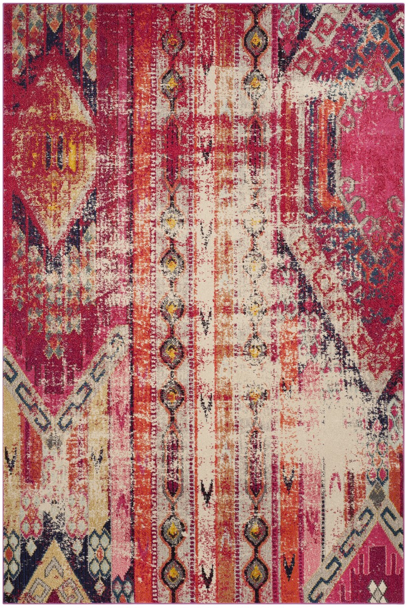 Tapis de salon boho magenta et multicolore 200x279 Tapis de salon boho magenta et multicolore 200x279
