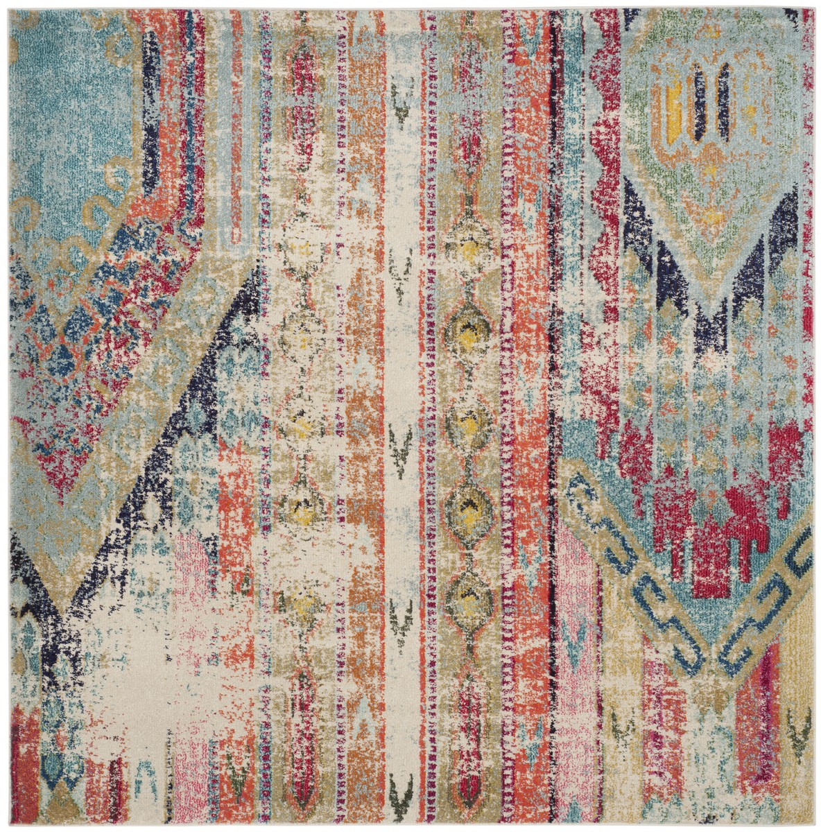 Tapis de salon boho multicolore 200x200 Tapis de salon boho multicolore 200x200
