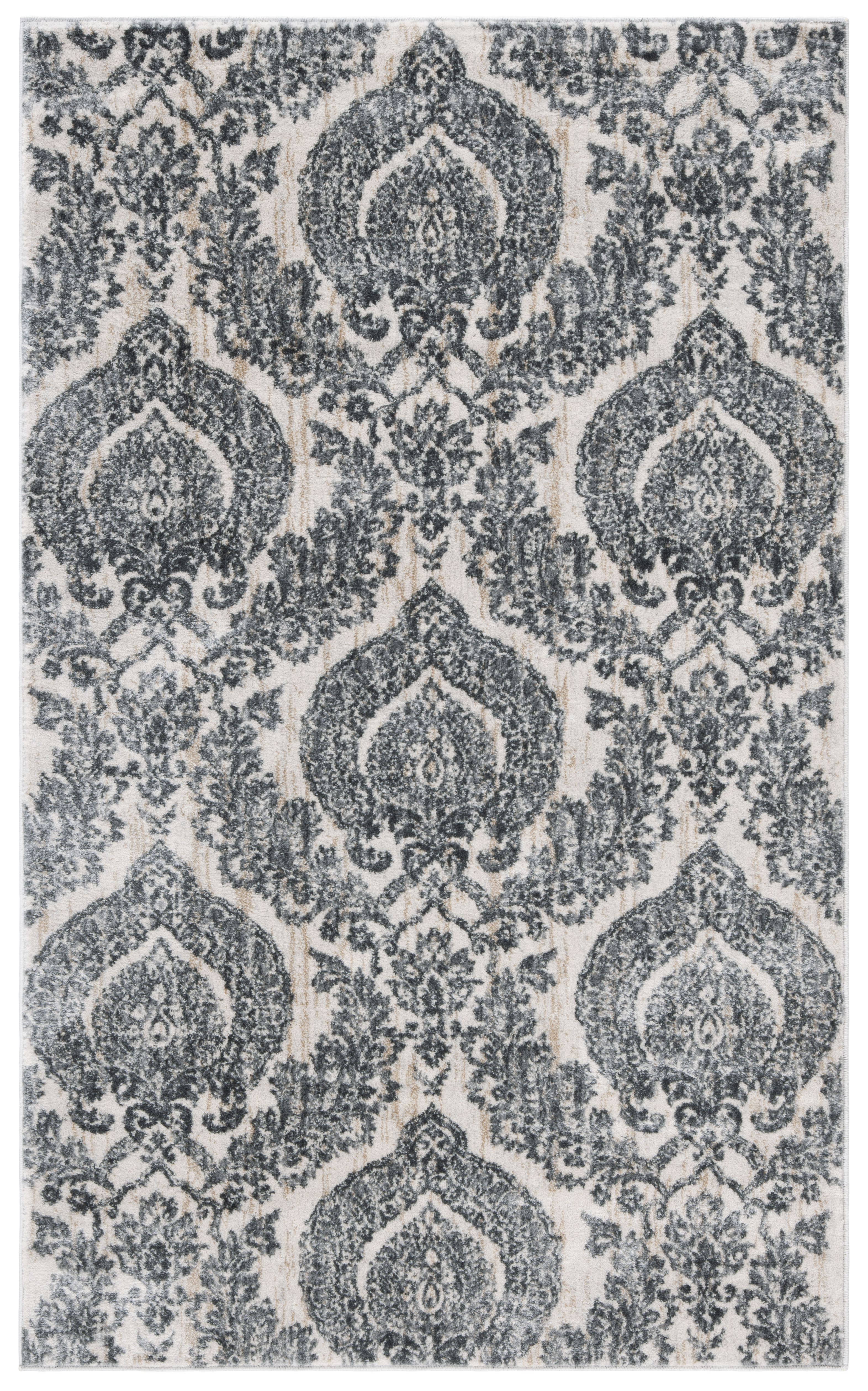 Tapis de salon interieur en gris & ivoire, 91 x 152 cm Tapis de salon interieur en gris & ivoire, 91 x 152 cm