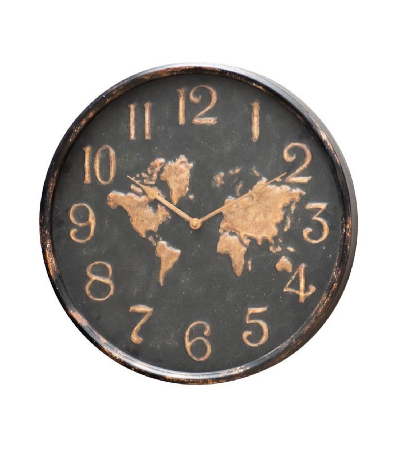 Horloge murale ronde en métal noir et doré D48 (photo) Horloge murale ronde en métal noir et doré D48