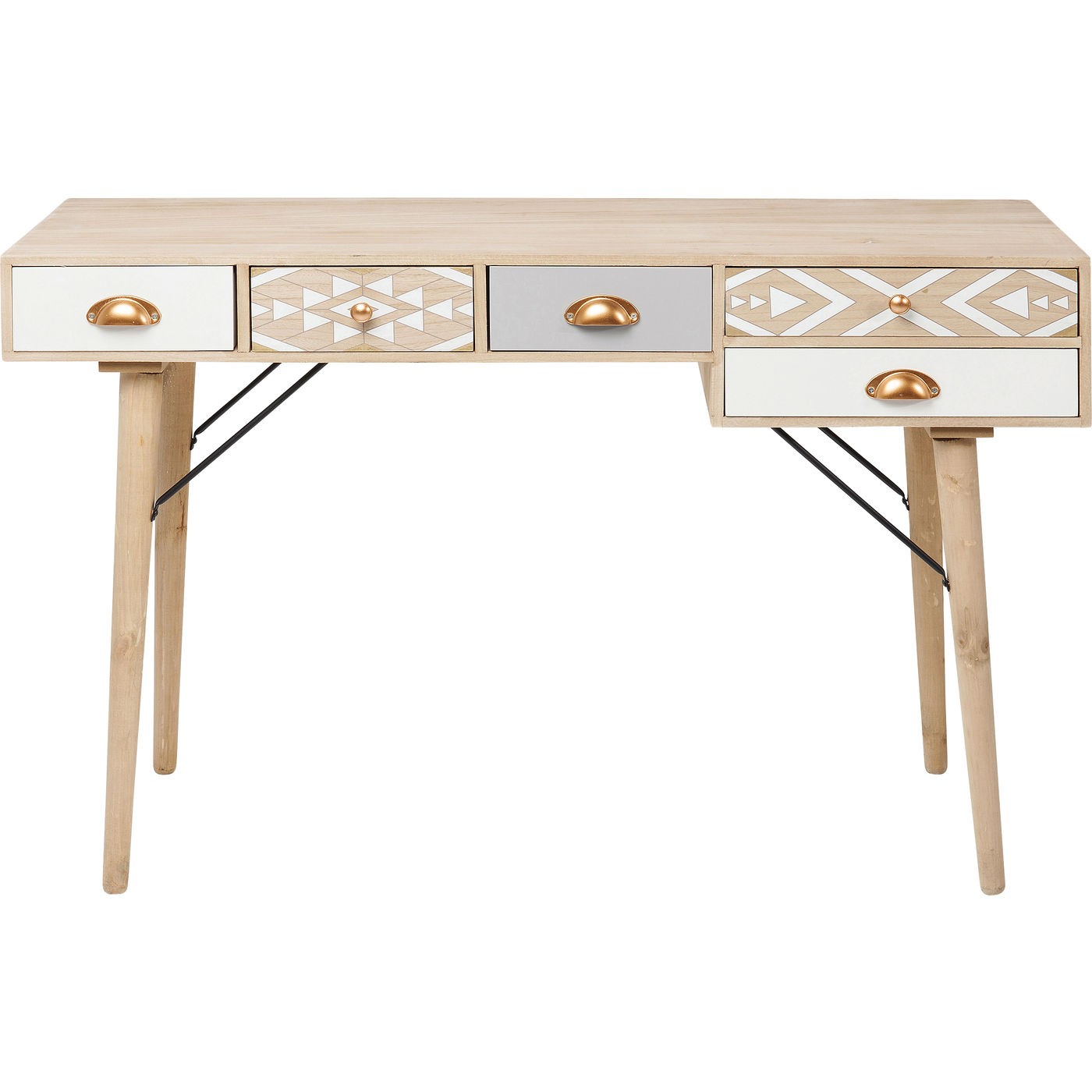 Bureau 5 tiroirs motifs géométriques gris et blanc Bureau 5 tiroirs motifs géométriques gris et blanc