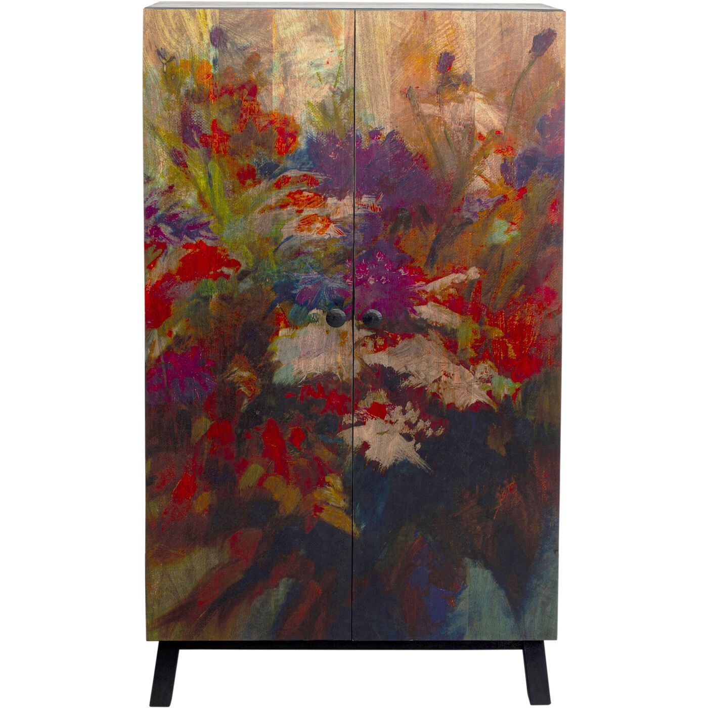 Armoire 2 portes en manguier massif motifs fleurs