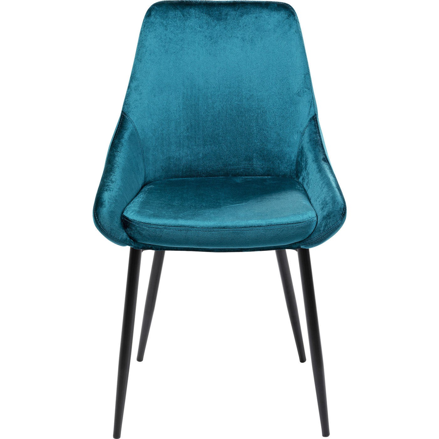 Chaise en velours bleu-vert et acier (photo) Chaise en velours bleu-vert et acier