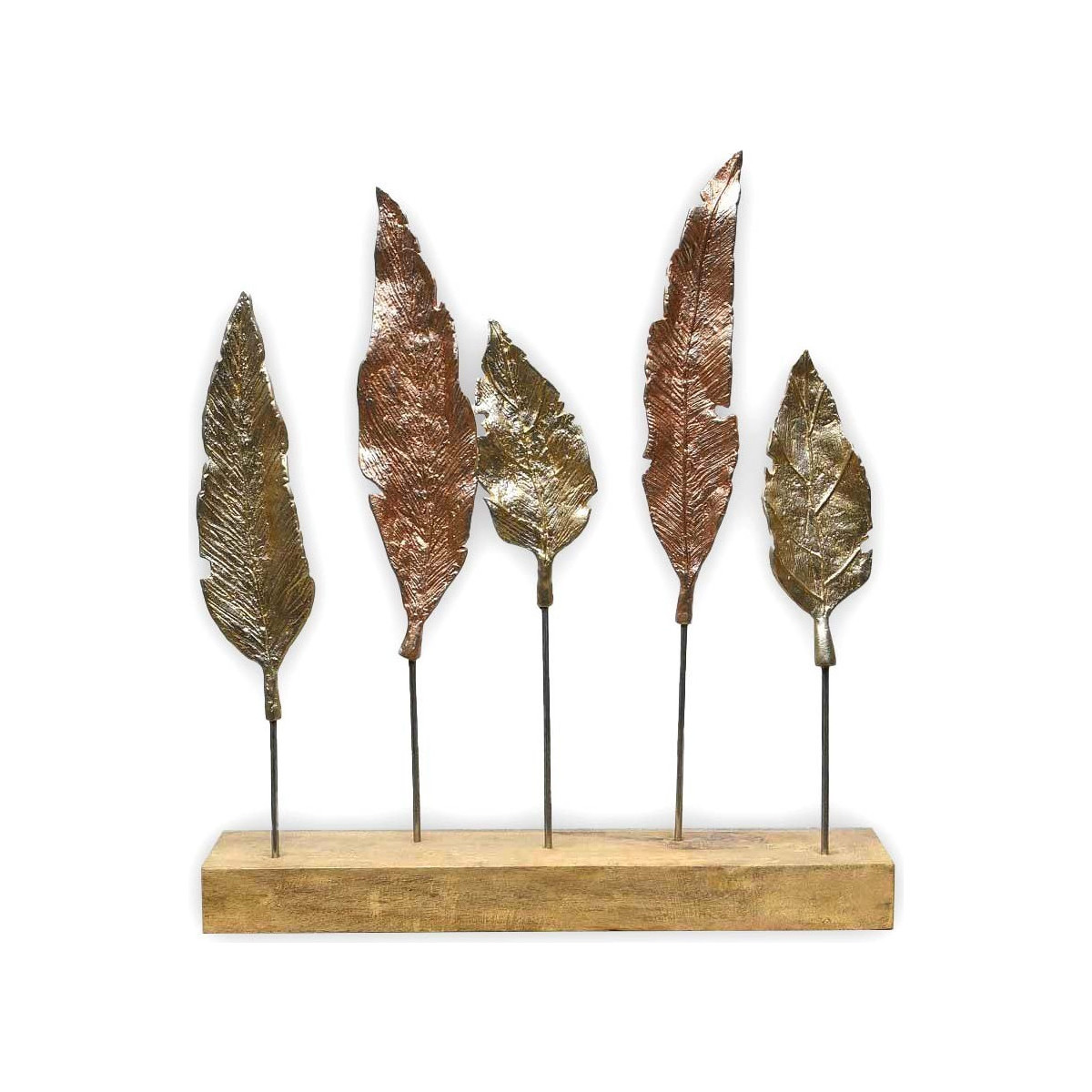 ABACHI - Feuilles en métal sur socle décorat Naturel 50x8x52 cm (photo) ABACHI - Feuilles en métal sur socle décorat Naturel 50x8x52 cm