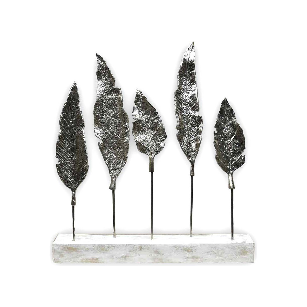 ABACHI - Feuilles en métal sur socle décorat Blanc 50x8x52 cm (photo) ABACHI - Feuilles en métal sur socle décorat Blanc 50x8x52 cm