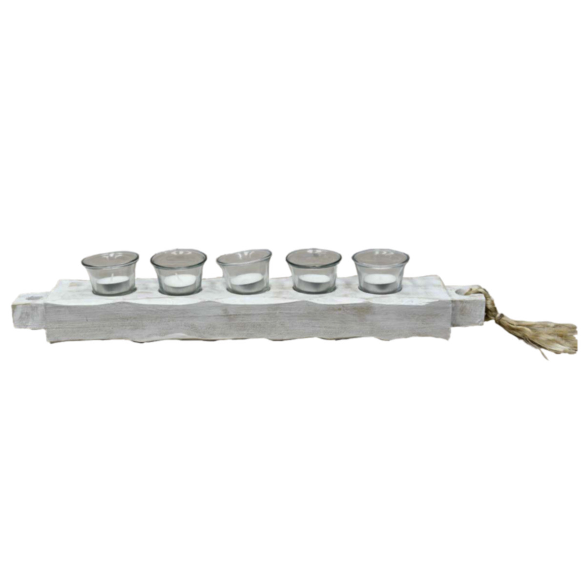 Photophore 5 bougies Blanc 53x9x10 cm Photophore 5 bougies Blanc 53x9x10 cm