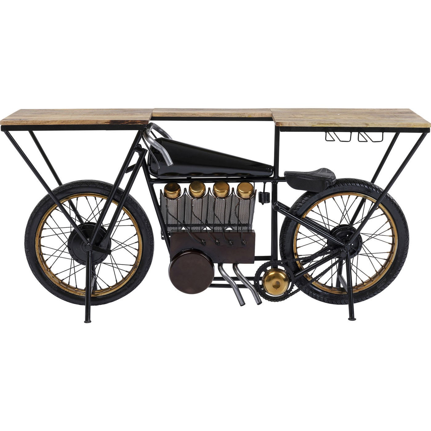 Table de bar en manguier massif et acier 180x43