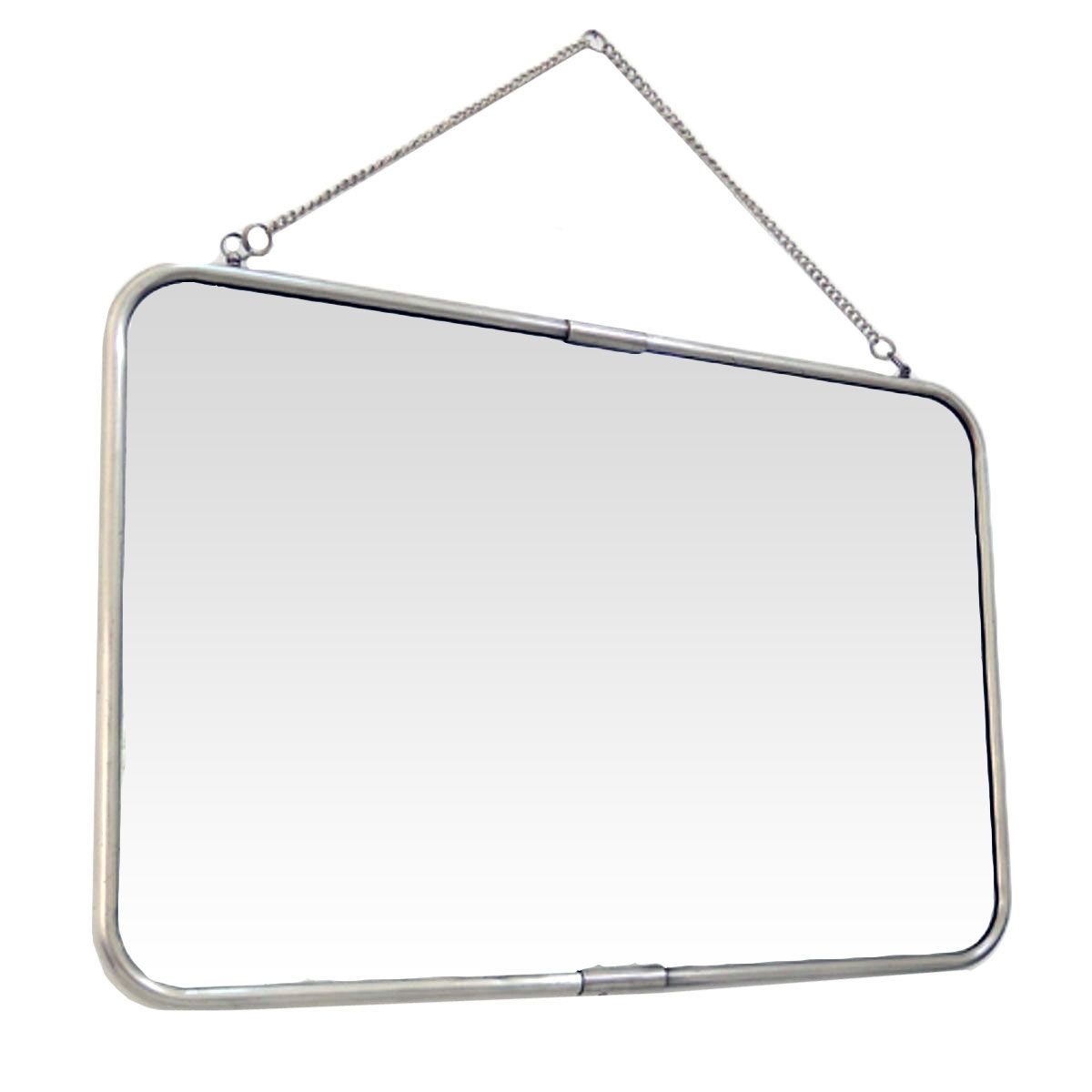 Miroir de barbier avec chaîne argent 40x57 Miroir de barbier avec chaîne argent 40x57