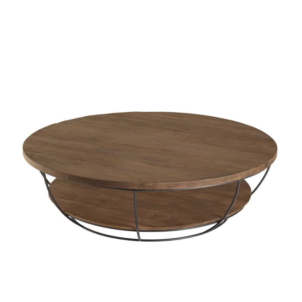 Table basse coque 2 plateaux 120 bois teck recyclé métal noir Table basse coque 2 plateaux 120 bois teck recyclé métal noir