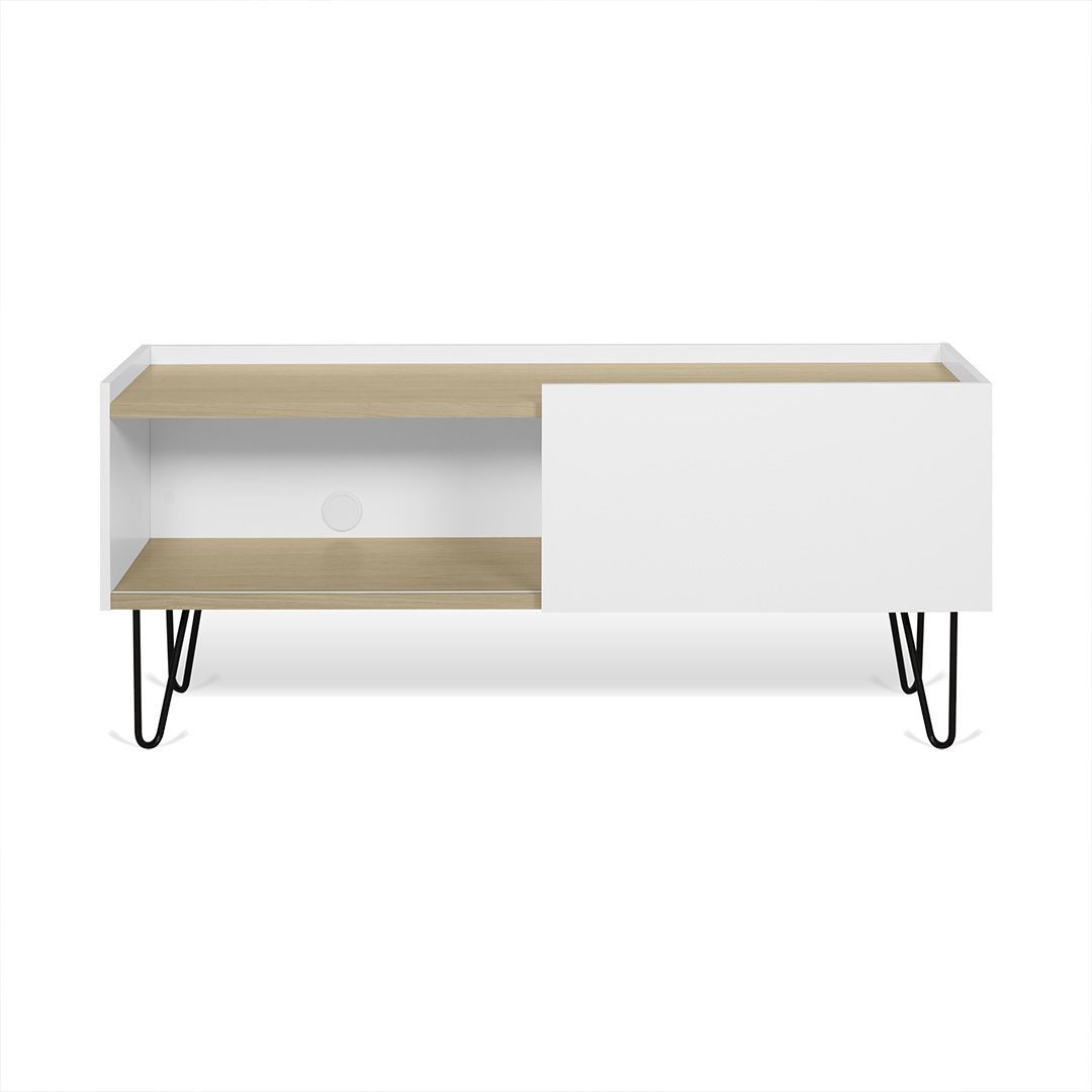Meuble TV effet bois Chêne naturel et blanc