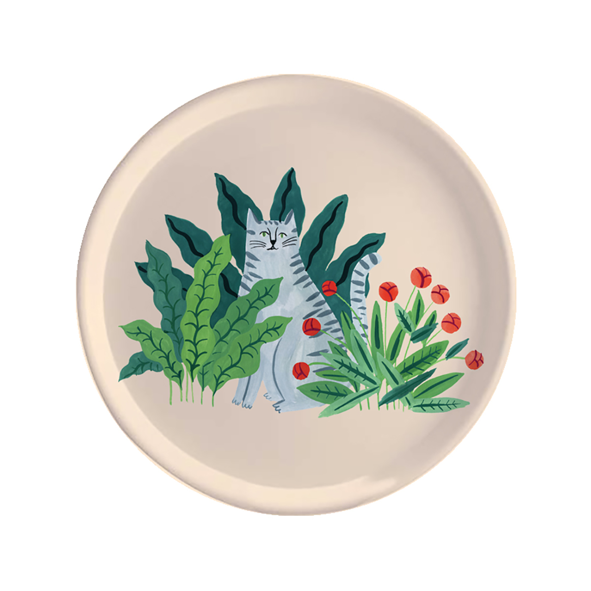 Plateau rond en bois Chat 35 cm