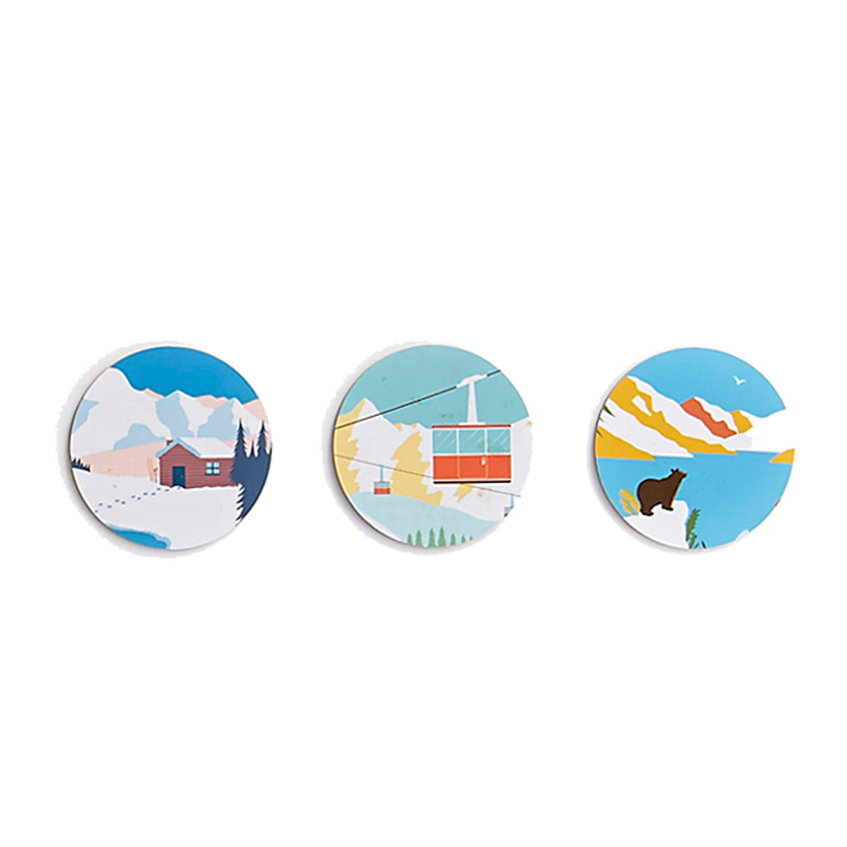 Set de sous-verres en bois montagne (photo) Set de sous-verres en bois montagne