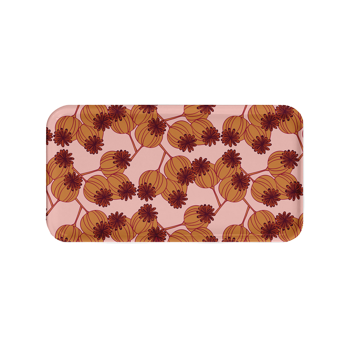 Petit plateau rectangulaire en bois pavots 43x33cm (photo) Petit plateau rectangulaire en bois pavots 43x33cm