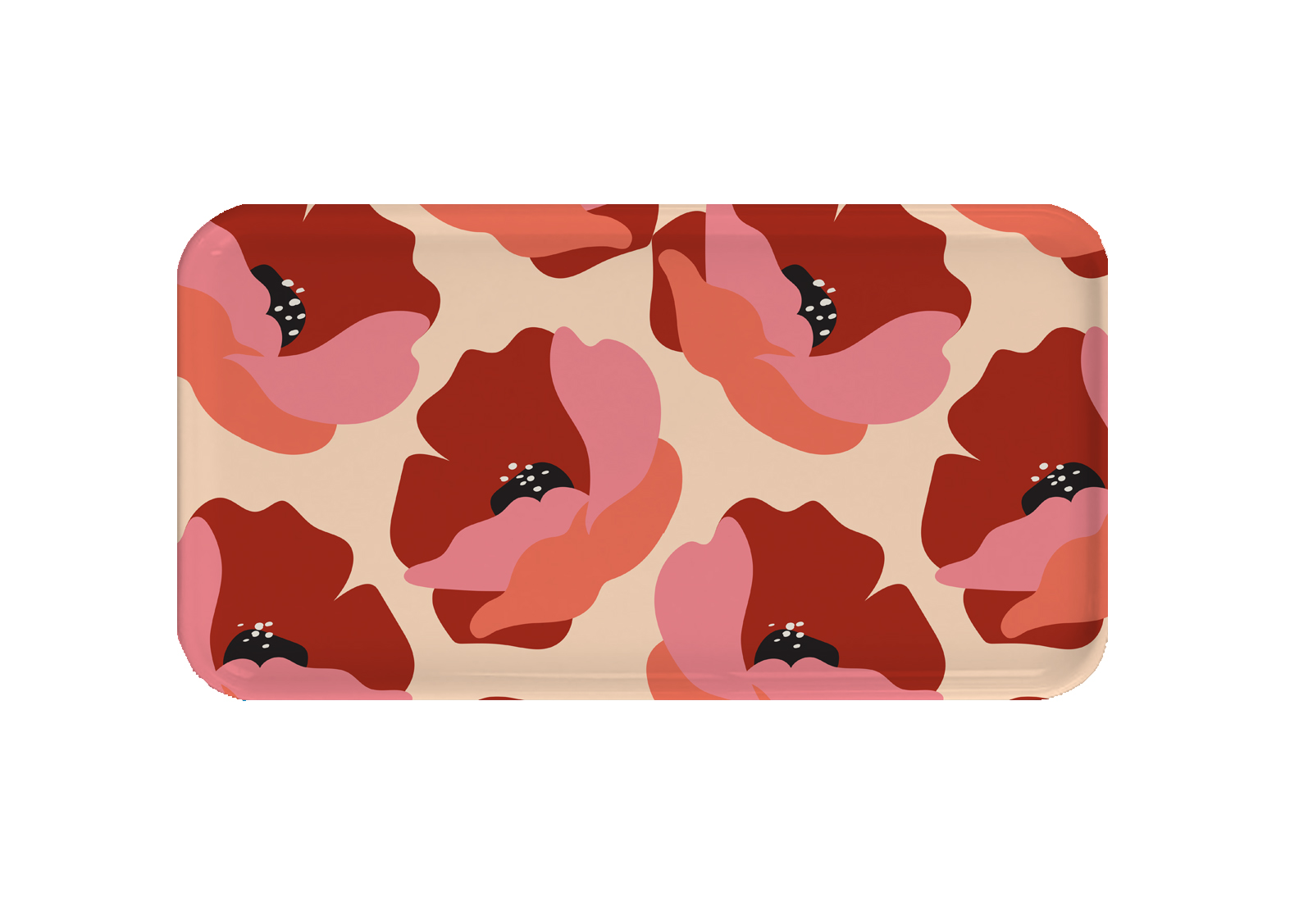 Plateau en bois coquelicots sauvages 43x22cm