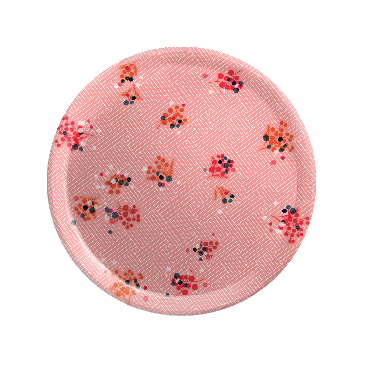 Plateau rond en bois mimosa rose 35 cm