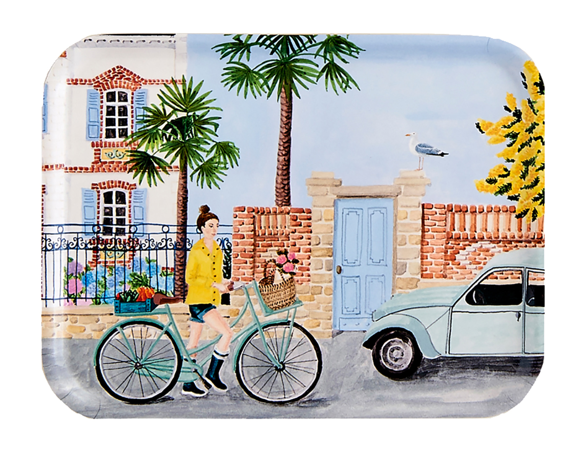 Plateau rectangulaire en bois villégiature 43x33 cm