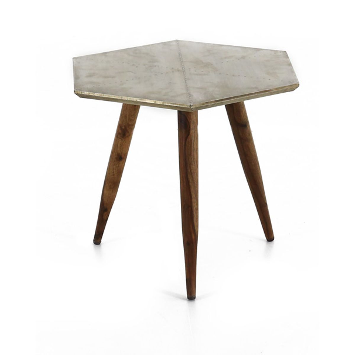 Table basse bois de palissandre et métal gris
