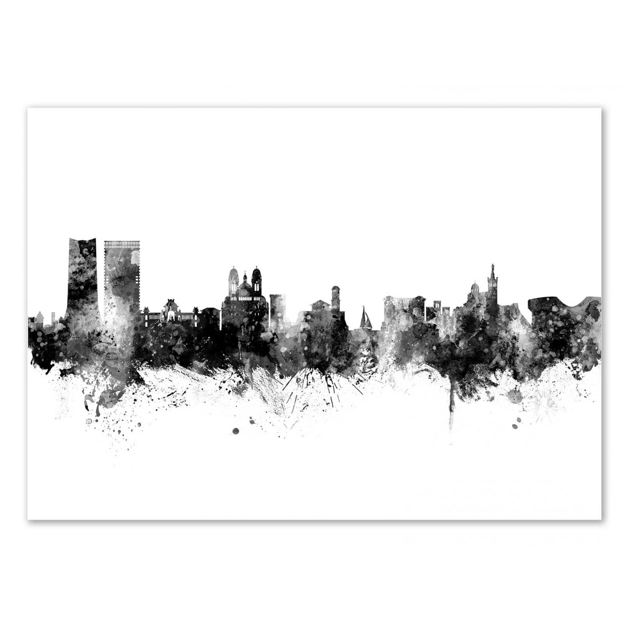 MARSEILLE FRANCE SKYLINE - Affiche d'art 50 x 70 cm MARSEILLE FRANCE SKYLINE - Affiche d'art 50 x 70 cm