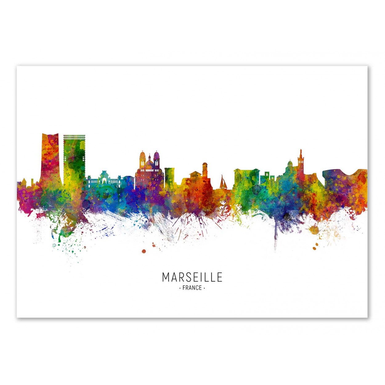 MARSEILLE SKYLINE (COLORED VERSION) - Affiche d'art 50 x 70 cm MARSEILLE SKYLINE (COLORED VERSION) - Affiche d'art 50 x 70 cm