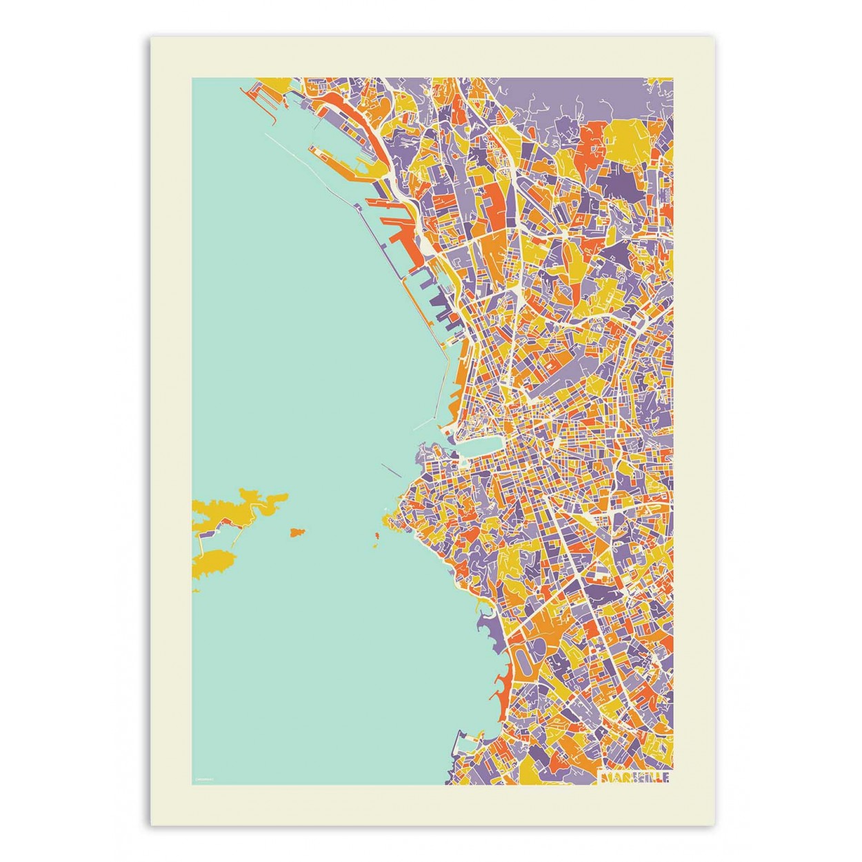 MARSEILLE RAINBOW MAP - Affiche d'art 50 x 70 cm - Muzungu MARSEILLE RAINBOW MAP - Affiche d'art 50 x 70 cm - Muzungu