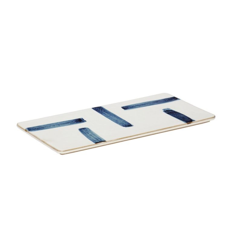 Assiette en porcelaine blanc et bleu L31