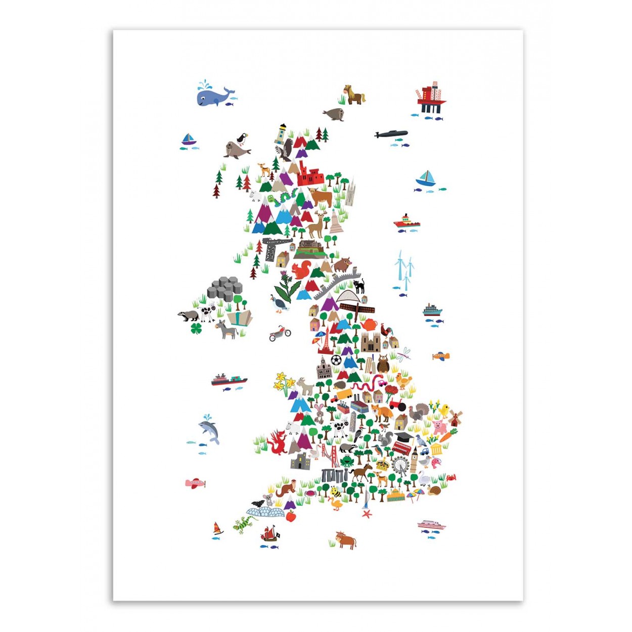 ANIMAL MAP OF UNITED KINGDOM - Affiche d'art 50 x 70 cm ANIMAL MAP OF UNITED KINGDOM - Affiche d'art 50 x 70 cm
