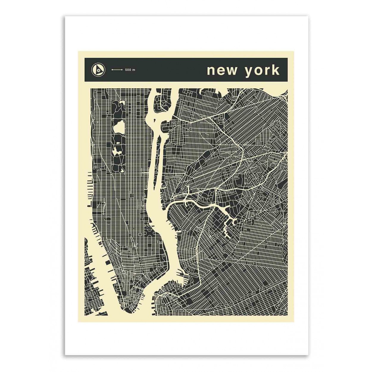NEW-YORK MAP - Affiche d'art 50 x 70 cm NEW-YORK MAP - Affiche d'art 50 x 70 cm