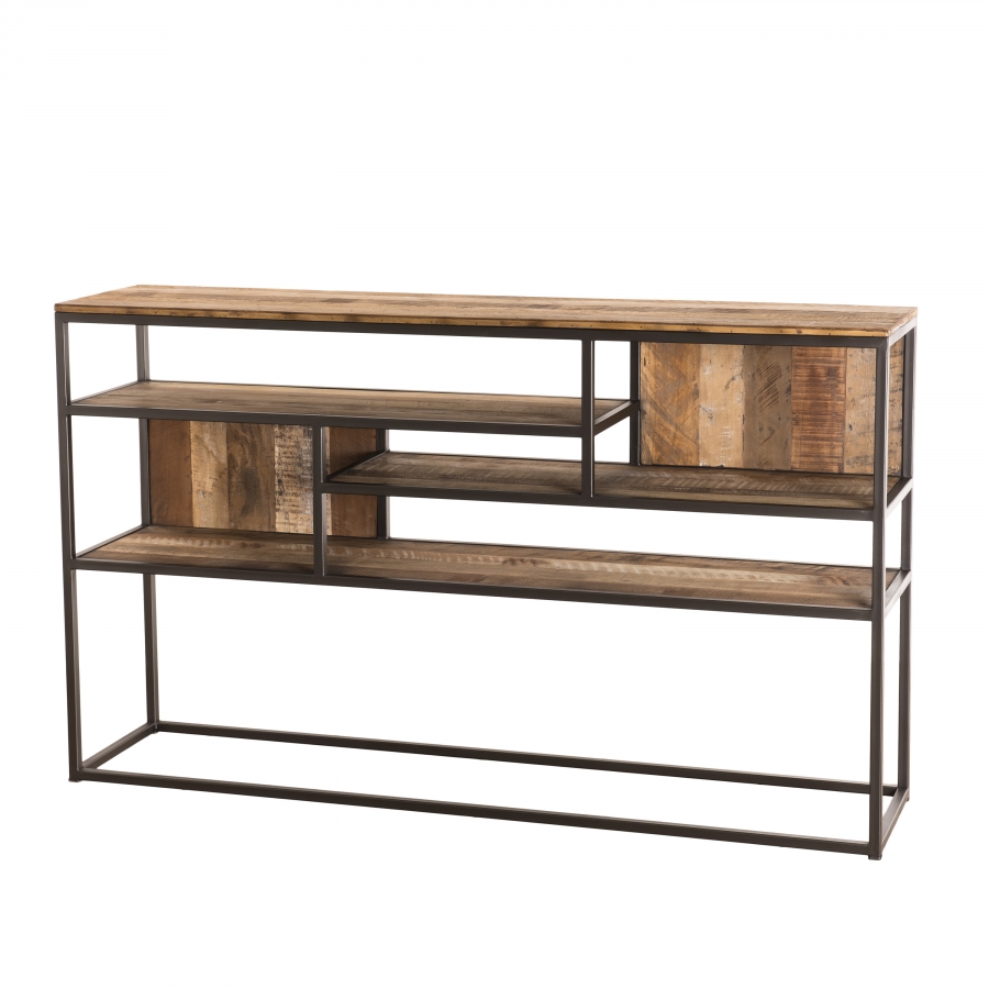 Console 4 niveaux bois teck recyclé acacia mahogany métal Console 4 niveaux bois teck recyclé acacia mahogany métal