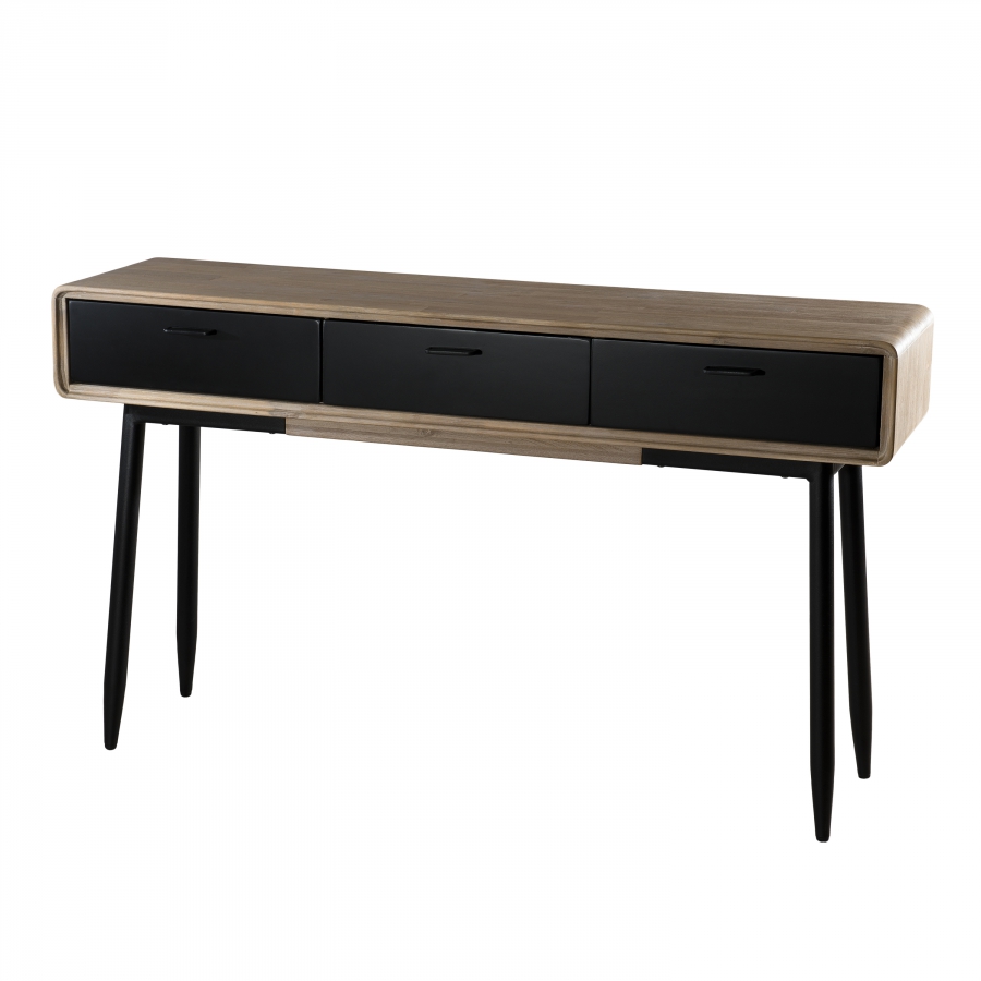 Console 3 tiroirs bois et métal Console 3 tiroirs bois et métal