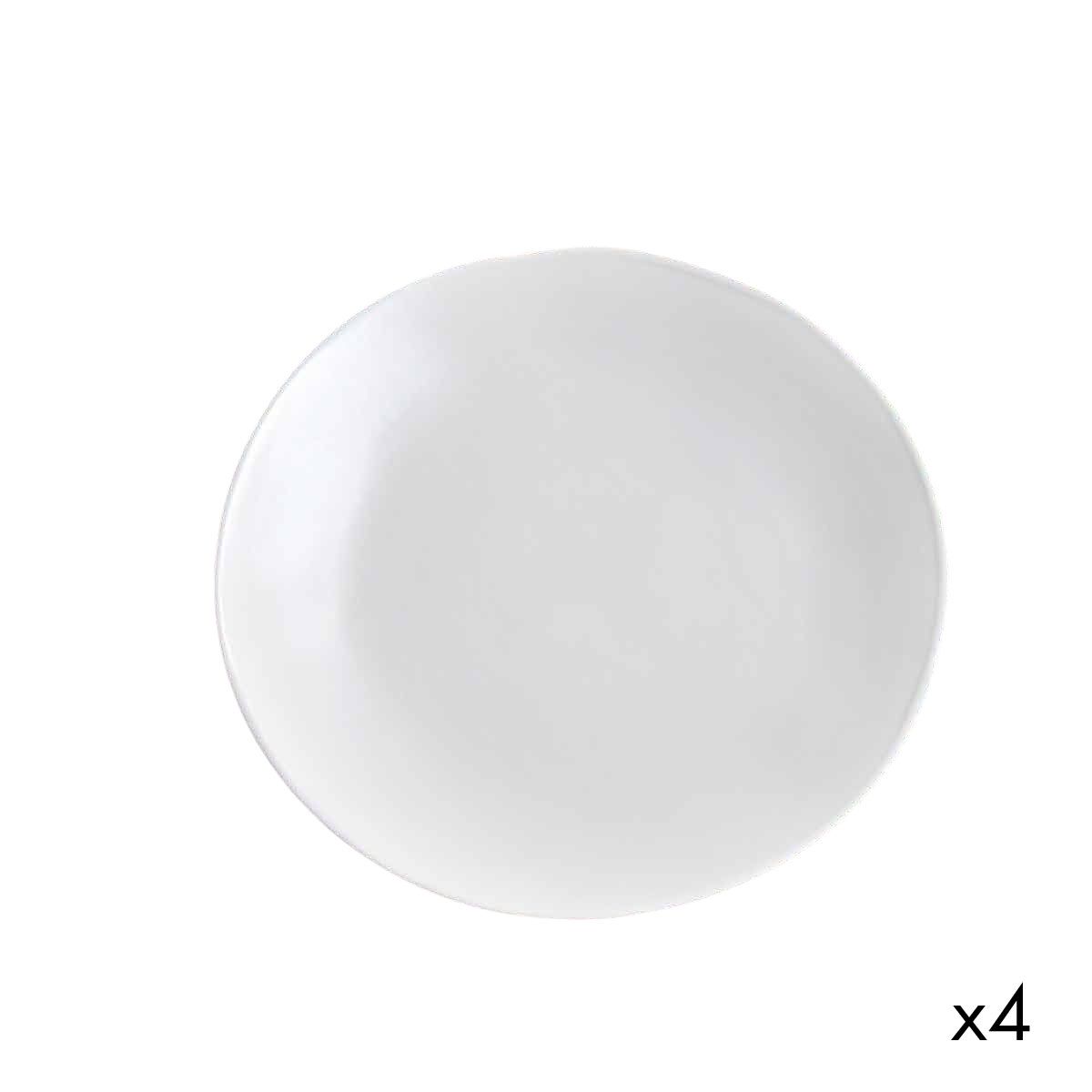 Lot de 4 assiettes à dessert en céramique blanc D22 Lot de 4 assiettes à dessert en céramique blanc D22