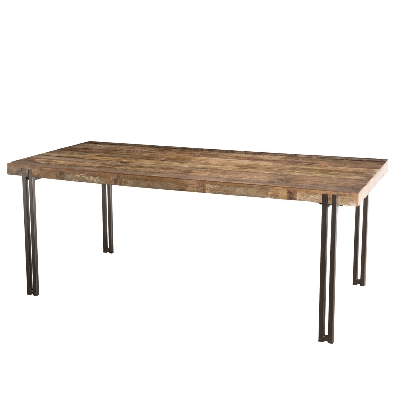 Table à manger bois teck recyclé acacia mahogany pieds métal Table à manger bois teck recyclé acacia mahogany pieds métal