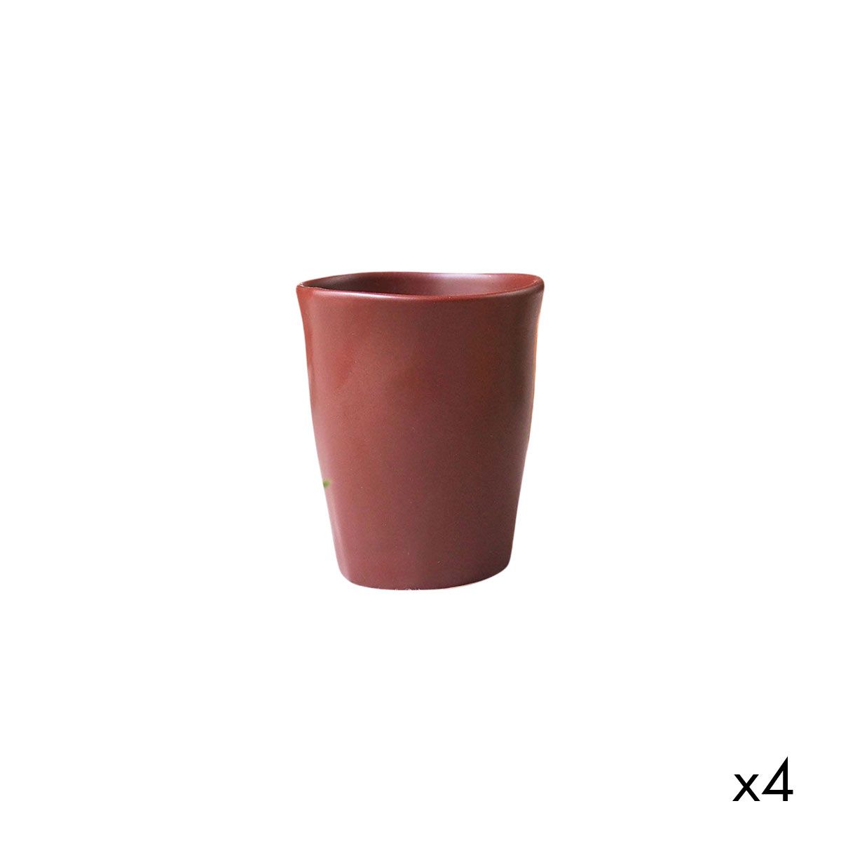 Set de 4 tasses en céramique rouge