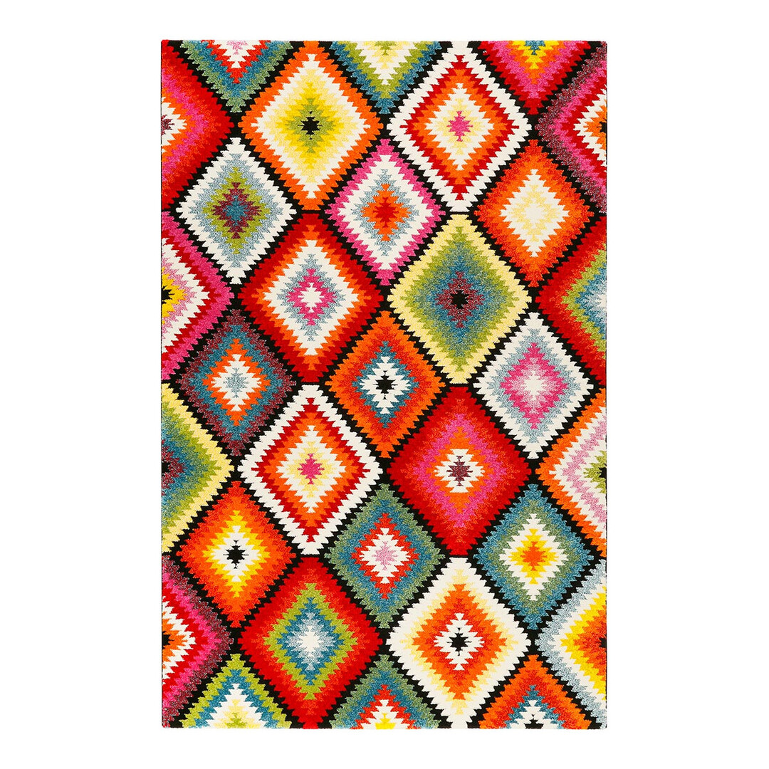 Tapis géométrique design en polyester multicolore 80x150 Tapis géométrique design en polyester multicolore 80x150