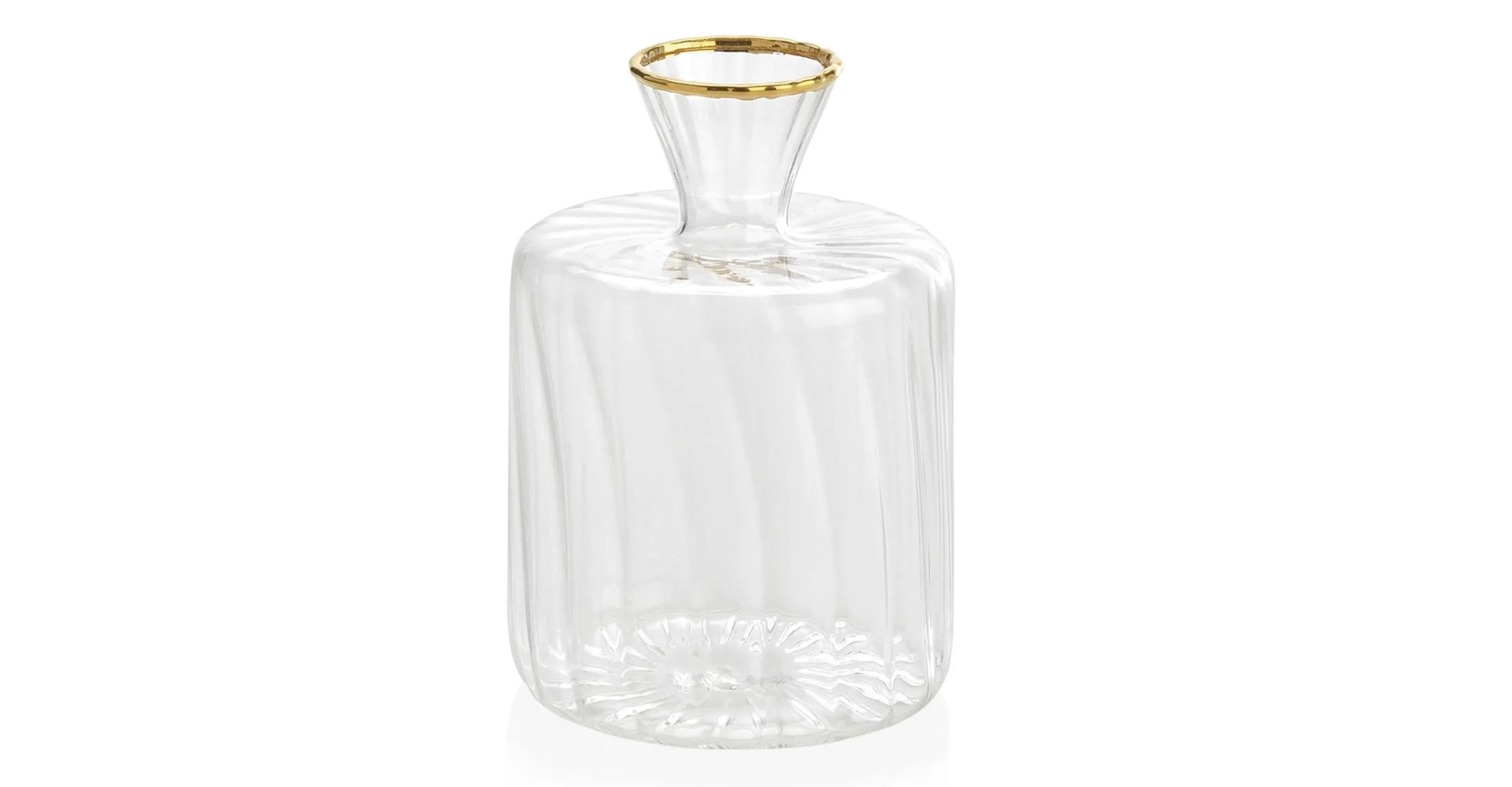 Mini vase en verre strié et doré H9,5cm (photo) Mini vase en verre strié et doré H9,5cm