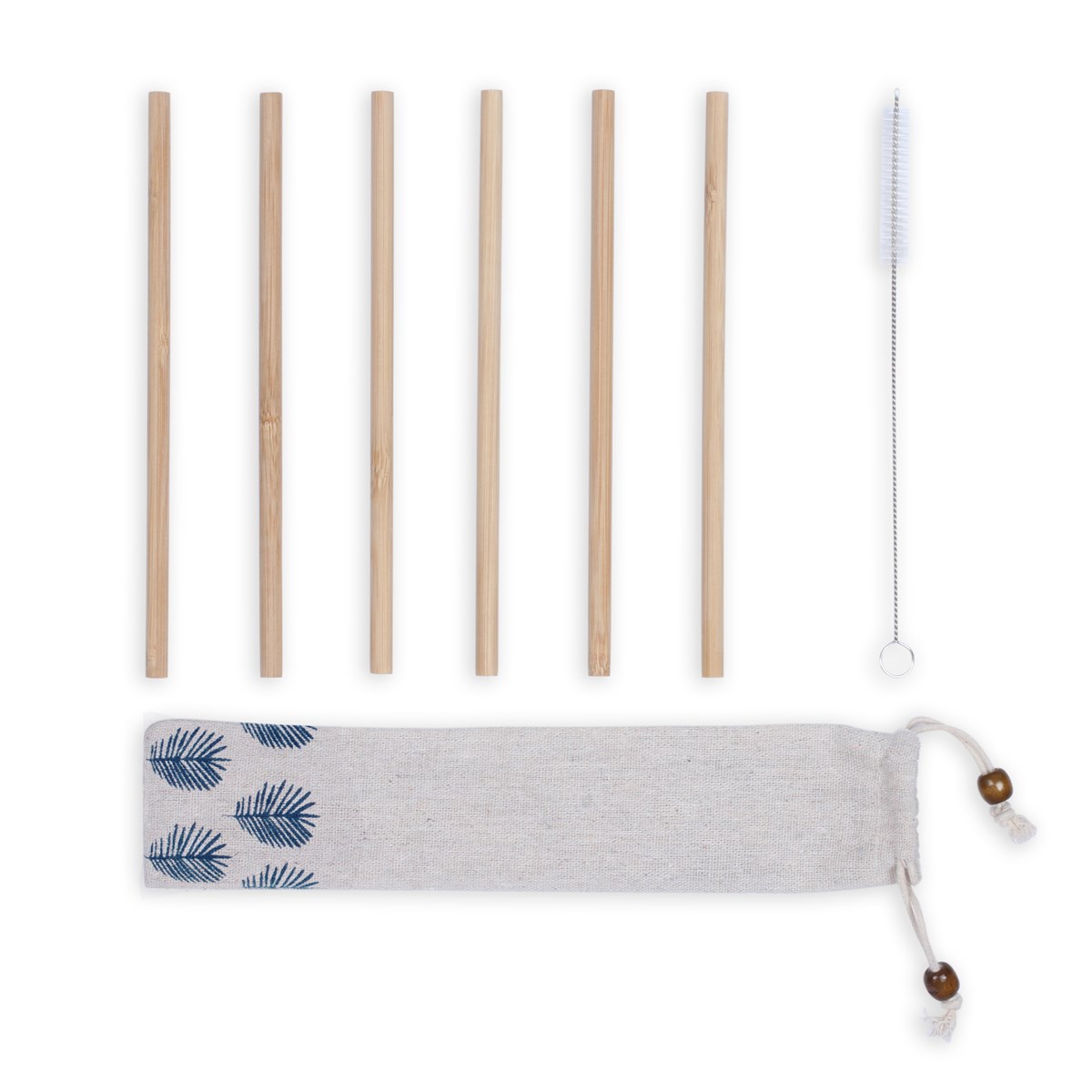 Set de 6 pailles en bambou beige (photo) Set de 6 pailles en bambou beige