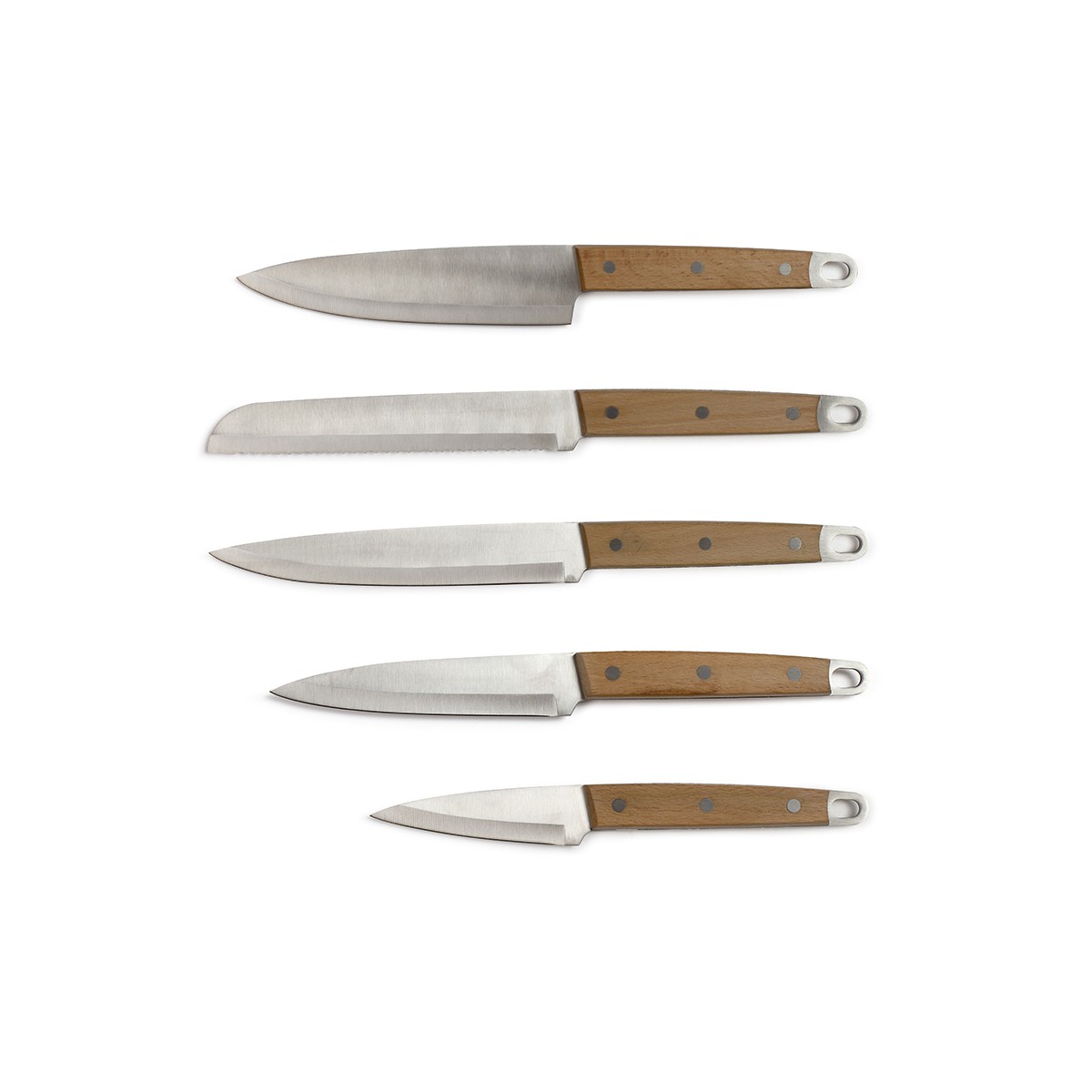 set de 5 couteaux en bois beige