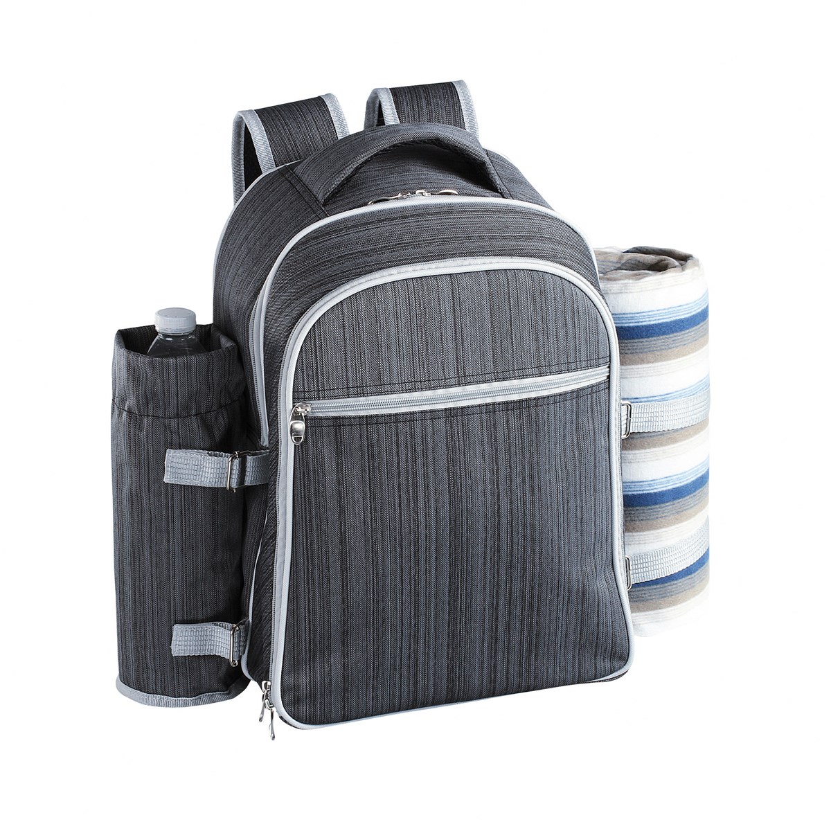 Sac à dos pique-nique 4 personnes en polyester gris foncé