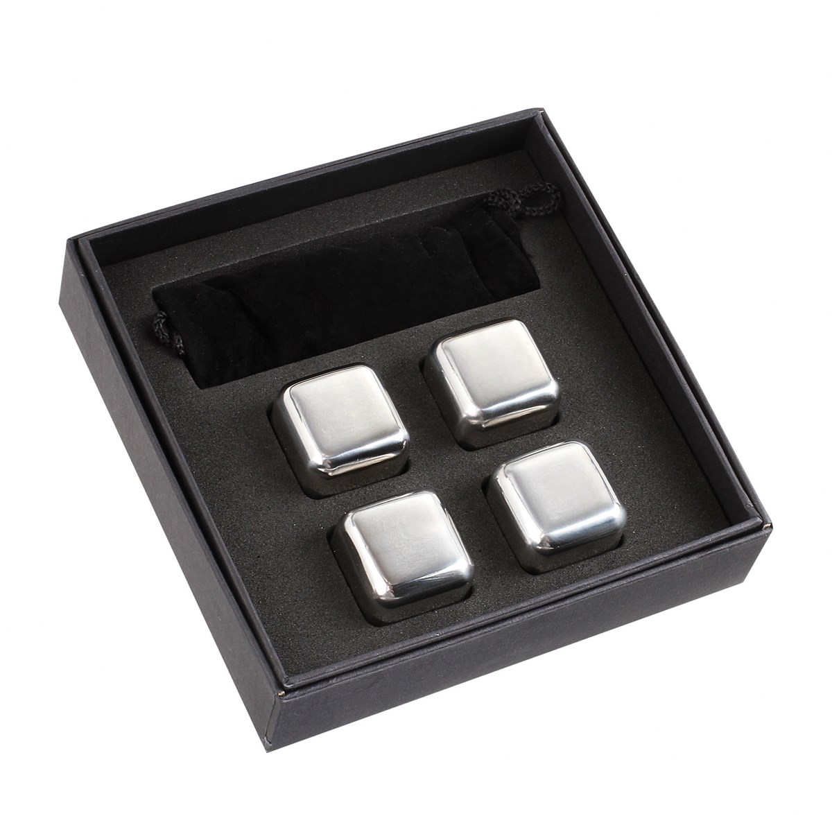 Set de 4 glaçons spécial whisky en acier inoxydable gris (photo) Set de 4 glaçons spécial whisky en acier inoxydable gris