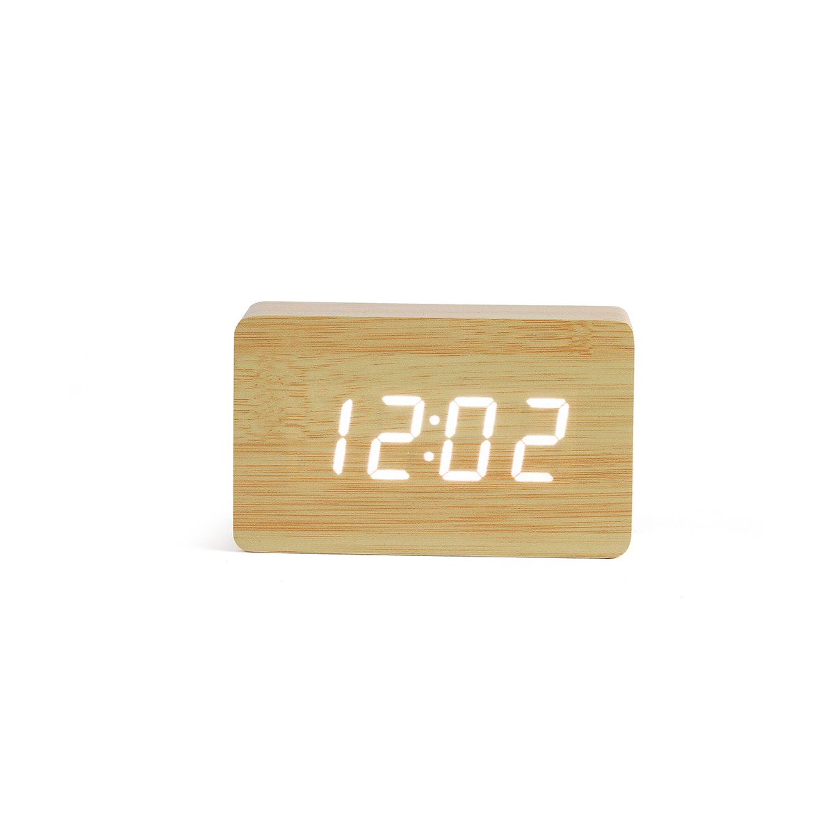 Horloge digitale aspect bois clair en plastique beige Horloge digitale aspect bois clair en plastique beige