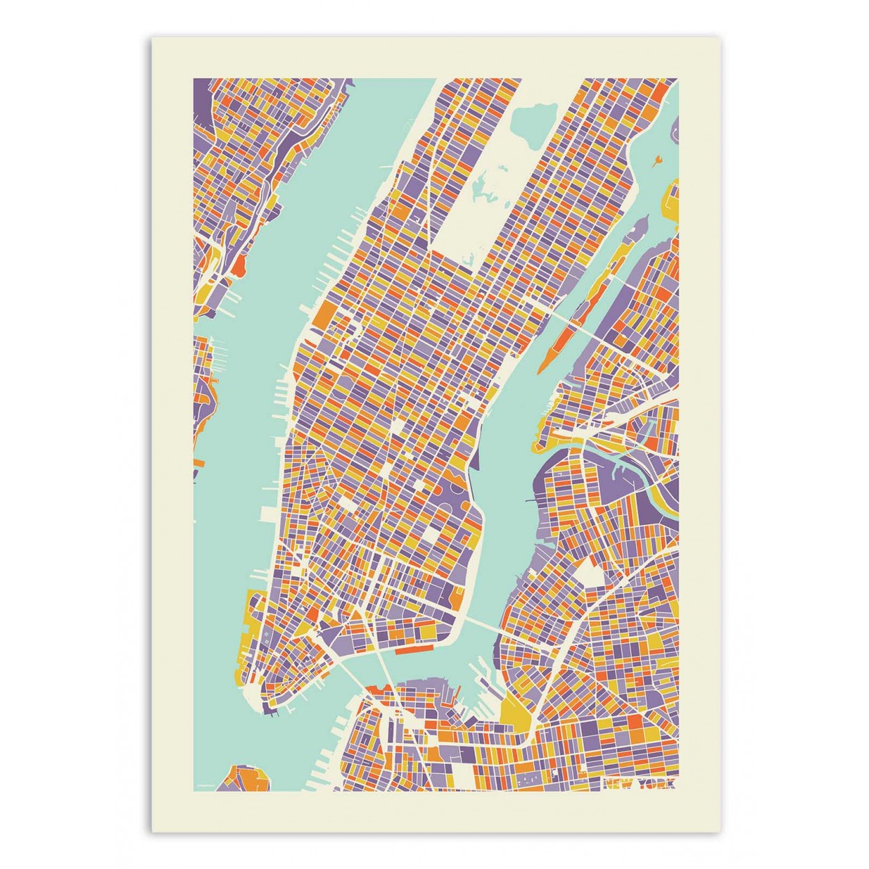 NEW-YORK CITY RAINBOW MAP - MUZUNGU - Affiche d'art 50 x 70 cm NEW-YORK CITY RAINBOW MAP - MUZUNGU - Affiche d'art 50 x 70 cm