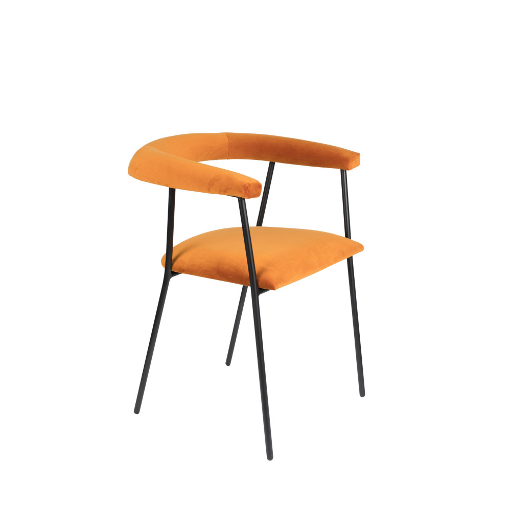Fauteuil de table en velours orange Fauteuil de table en velours orange
