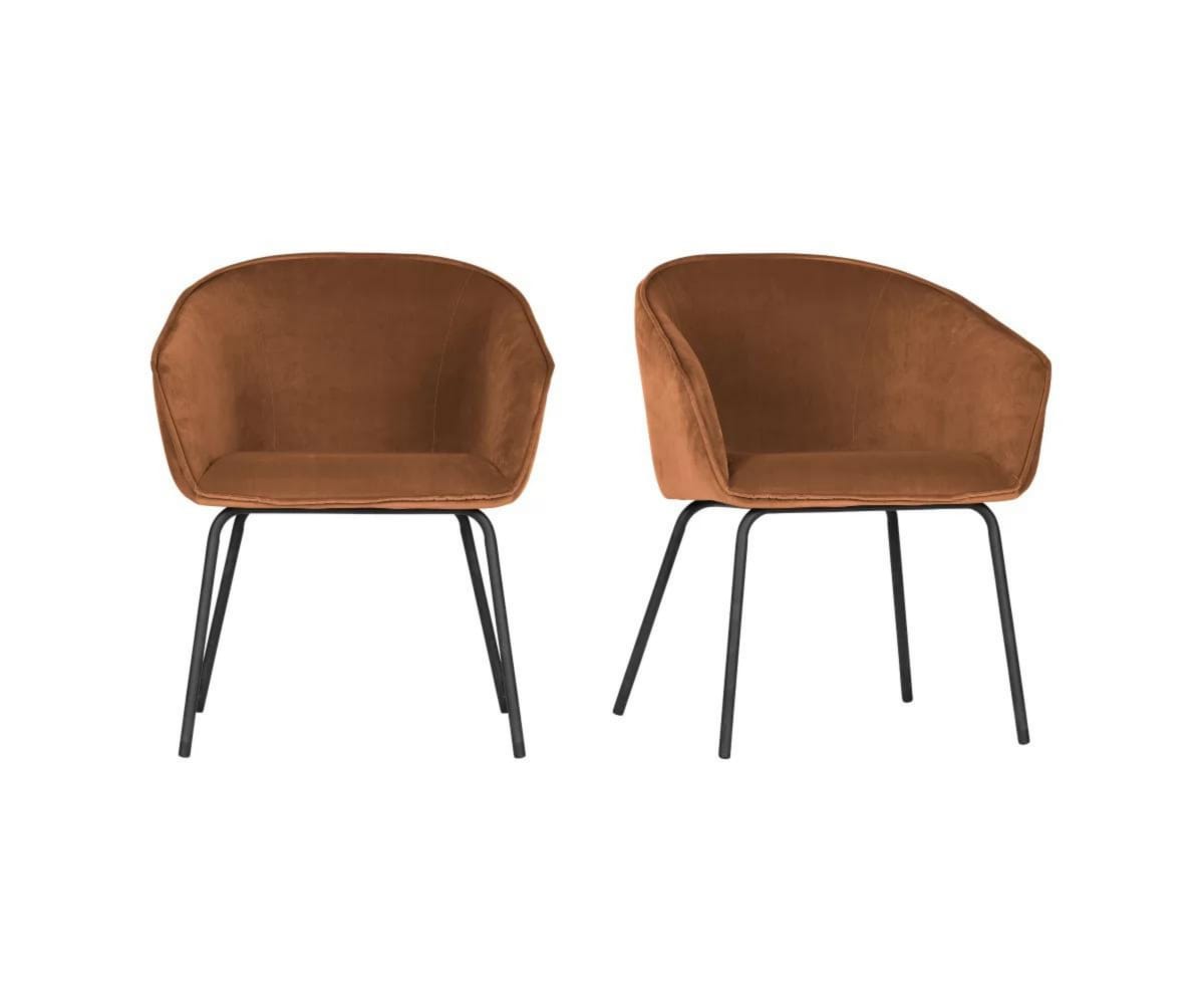 2 fauteuils de table en velours marron (photo) 2 fauteuils de table en velours marron