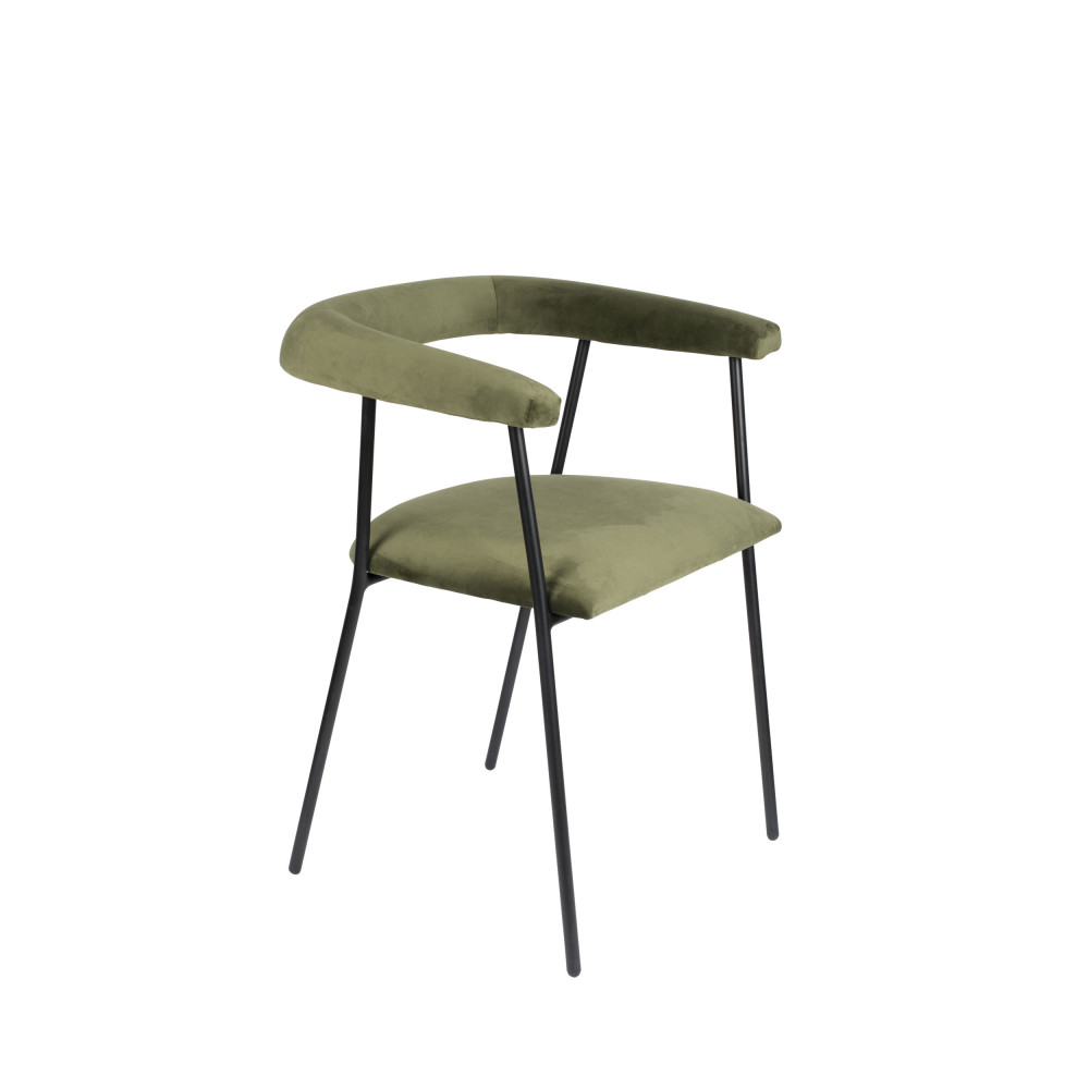 Fauteuil de table en velours vert kaki Fauteuil de table en velours vert kaki